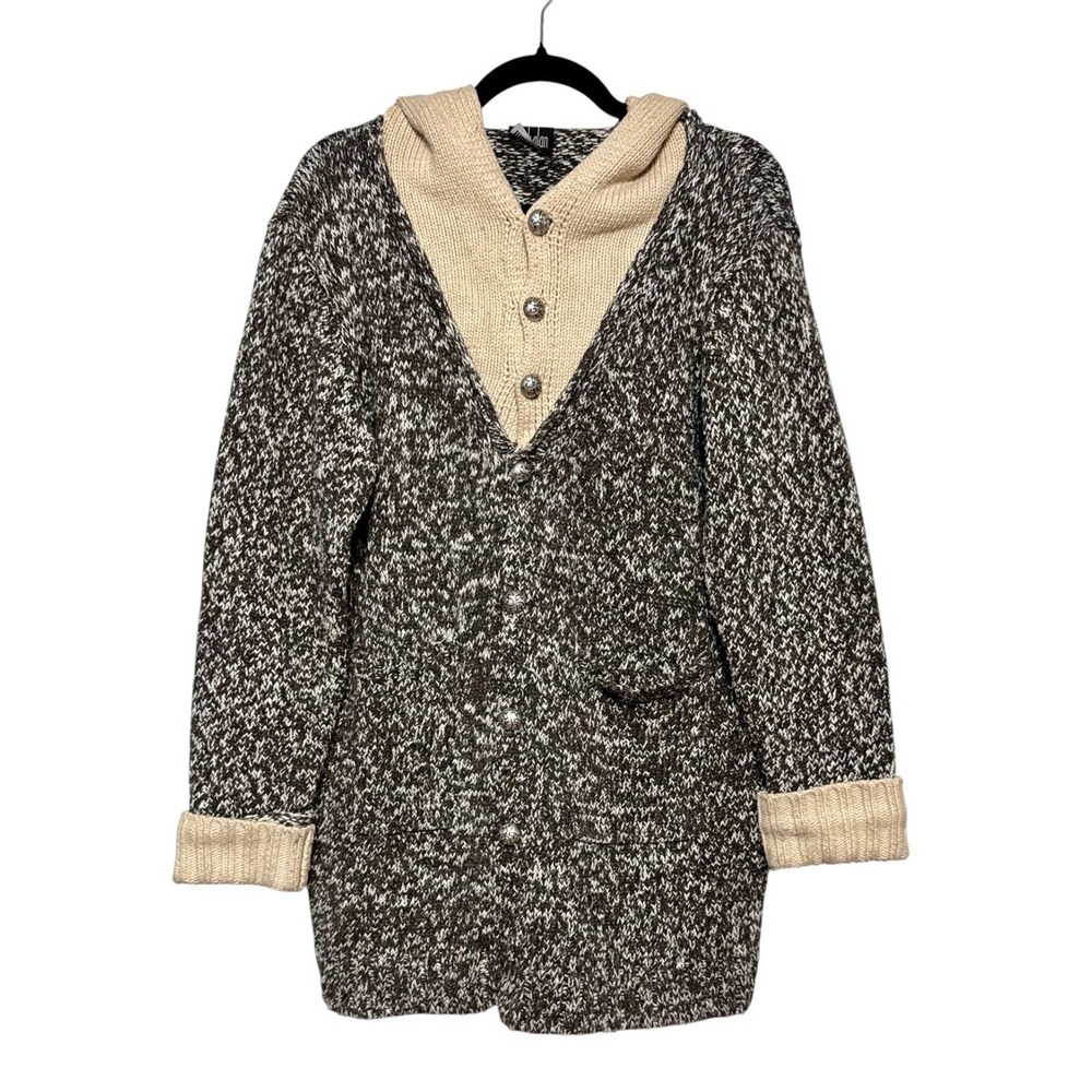 Vtg Mark Alan Old Money Wool Blend Hooded Coatigan Womens Size‎ M Preppy Cottage